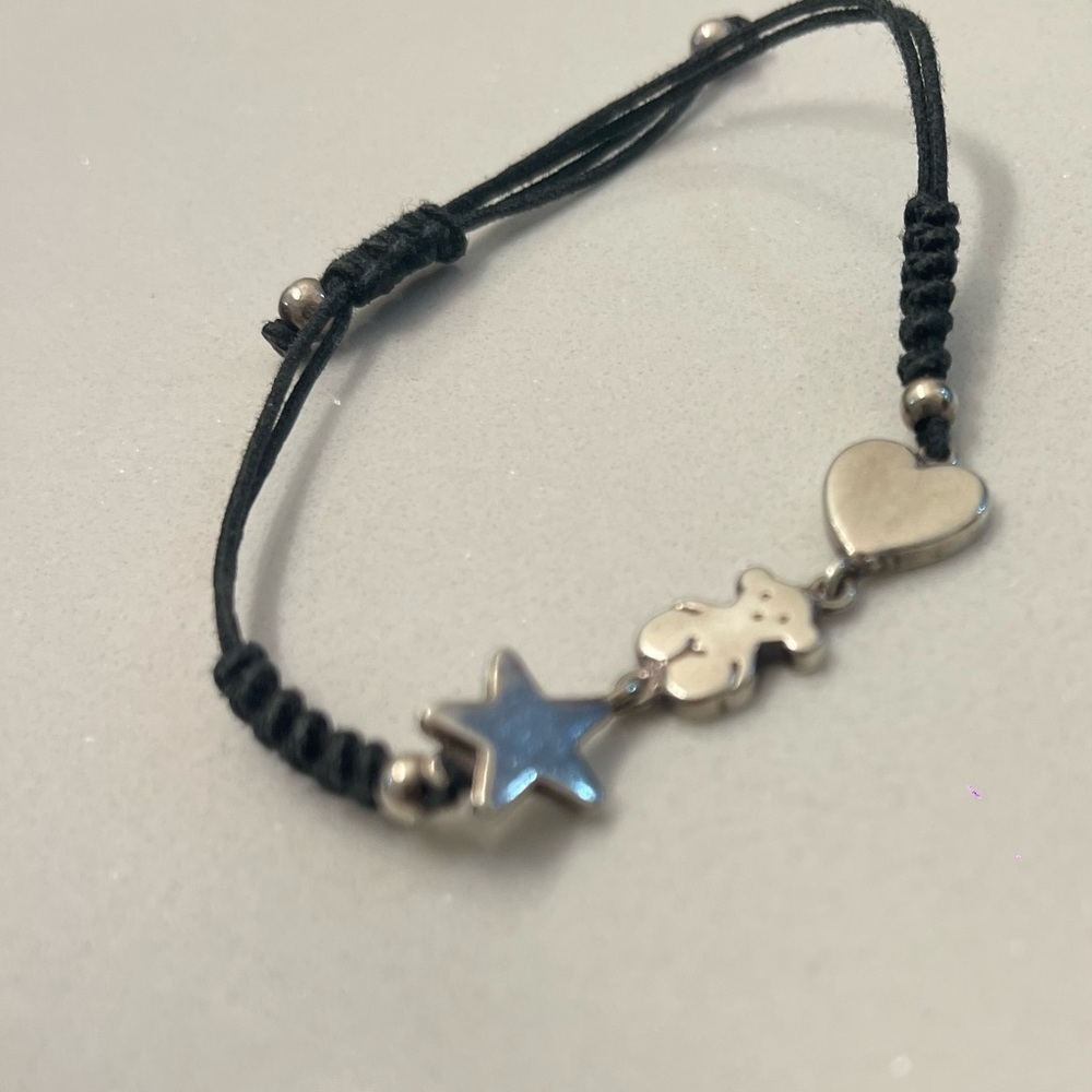 Tous Charming Silver Bracelet with Heart, Star, and Bear Charm Good Condition